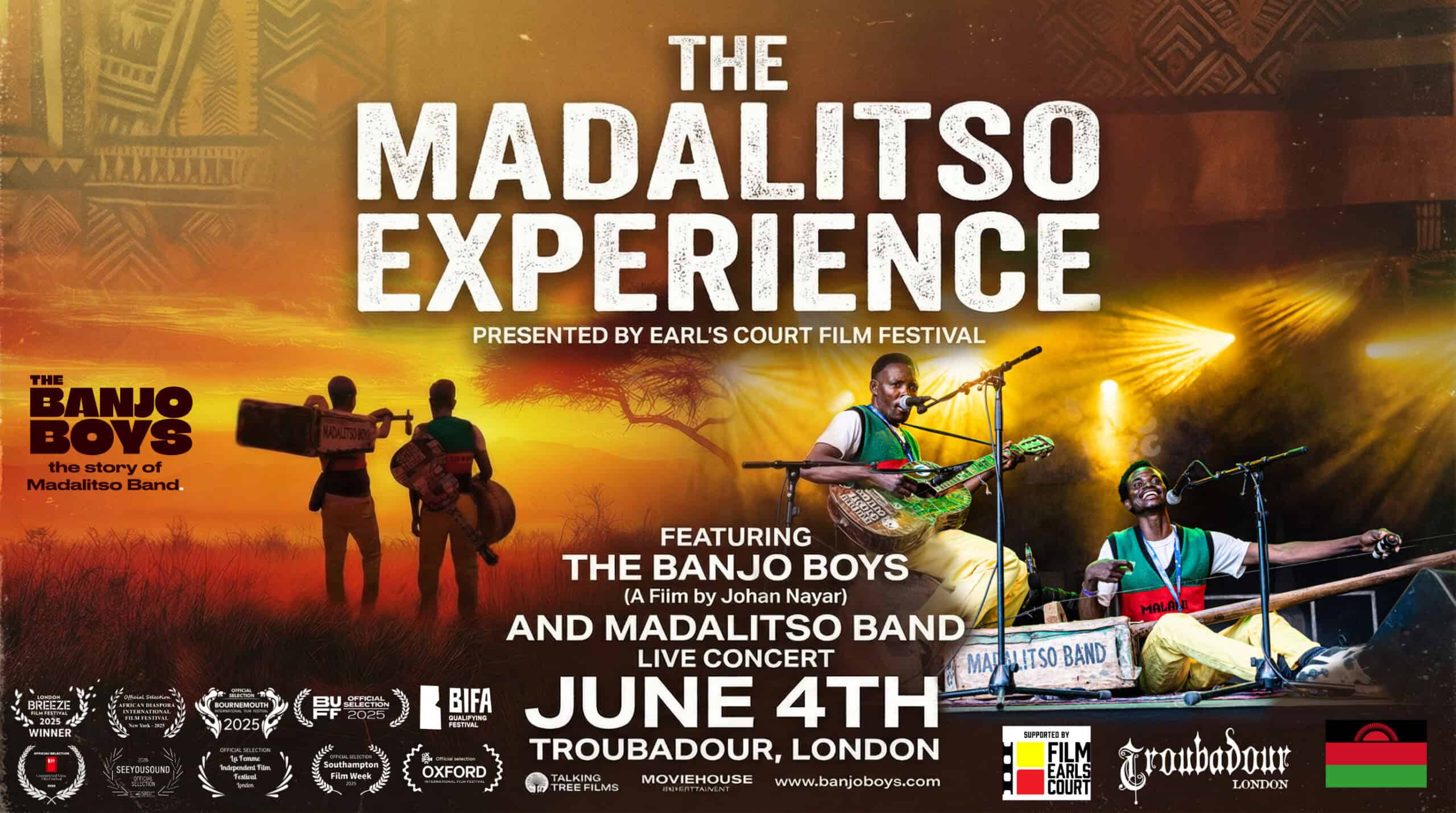 The Madalitso Experience — The Banjo Boys documentary + Madalitso Band live, 4 June 2026, Troubadour London